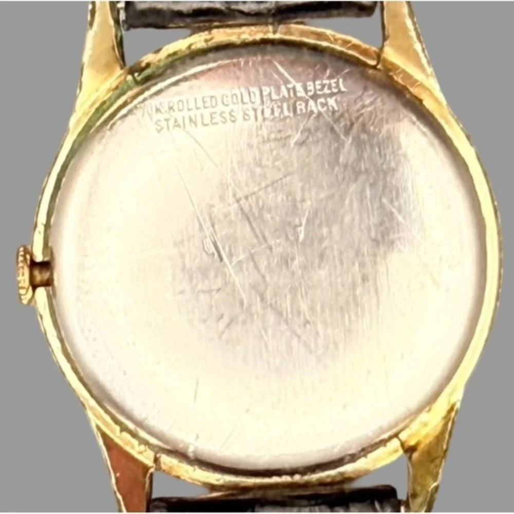 Vintage Benrus 17 Jewel Mechanical Watch 10K RGP Bezel‎ Black Dial Running